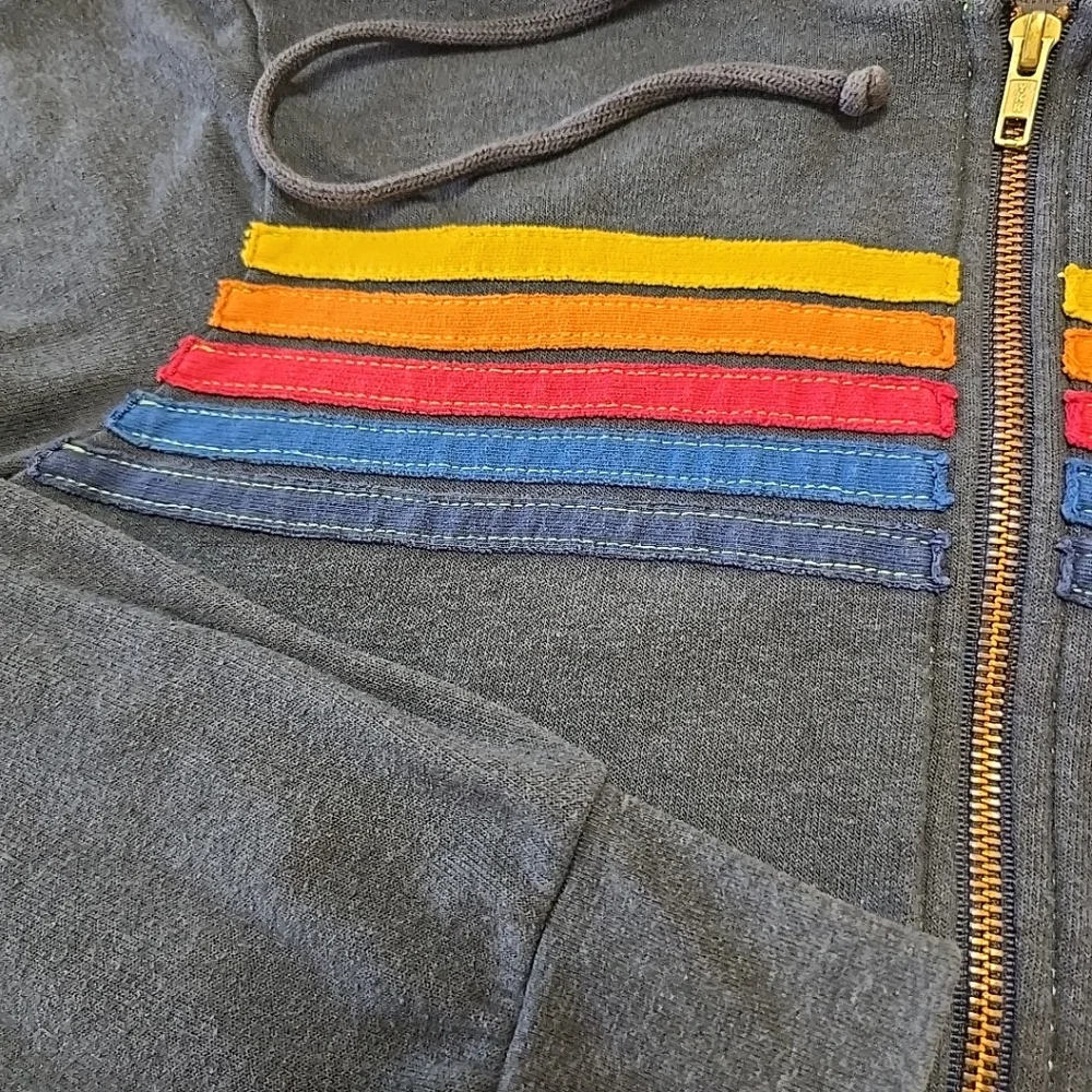 Aviator Nation 5 Stripe Full Zip Hoodie Womens/Unisex Size S See Measurements - Picture 5 of 11